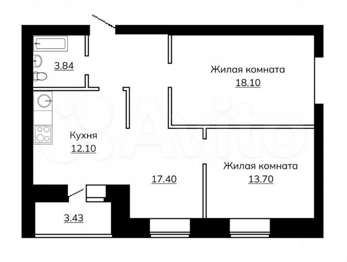 2-к. квартира, 68,5 м², 1/9 эт.
