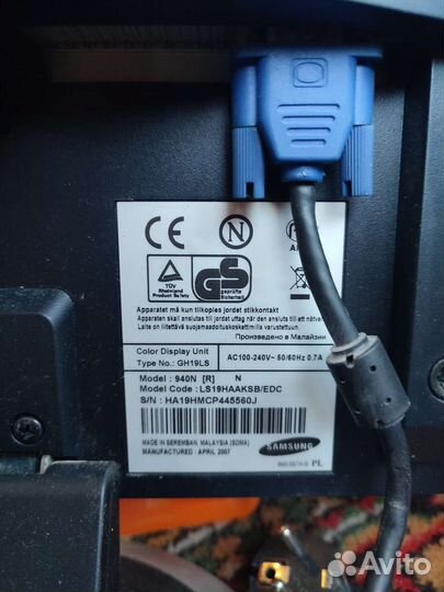 Монитор Samsung 940N нерабочий