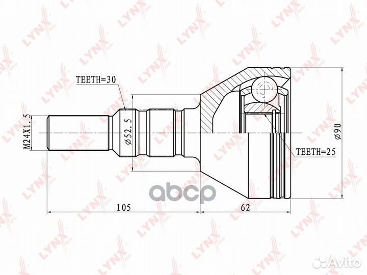 Шрус наруж.opel Signum 1.8-2.2 03/Vectra C 1.6