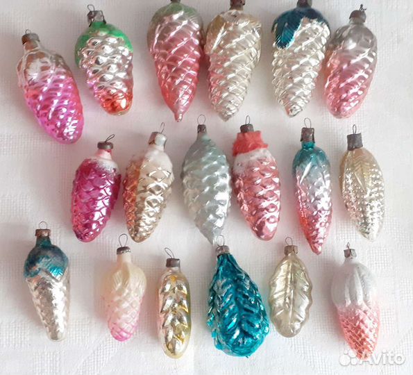 Елочные игрушки СССР Домики, парашюты, шишки