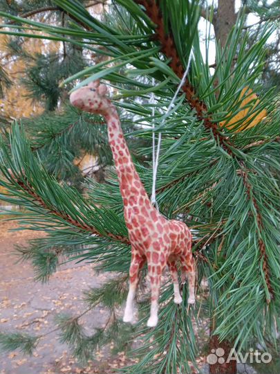 Ватная елочная игрушка жираф