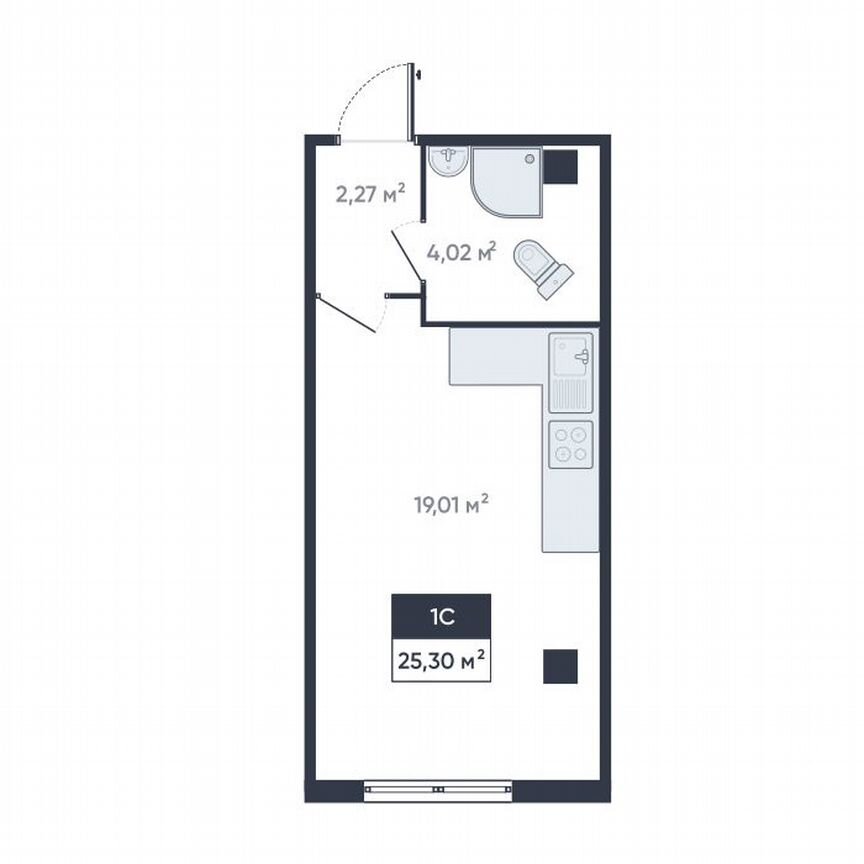 Квартира-студия, 25 м², 1/18 эт.