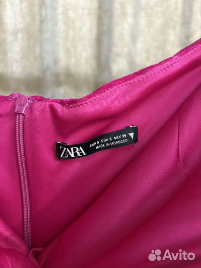 Розовое бархатное платье Zara