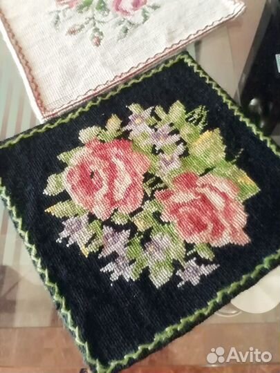 Вышивка ручная, шерсть, винтаж