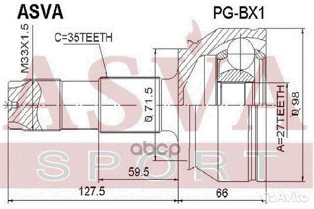 ШРУС наружный fiat ducato 35x27x72 pgbx1 asva