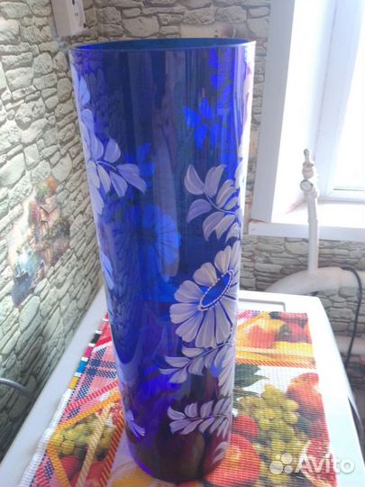 Ваза синее стекло