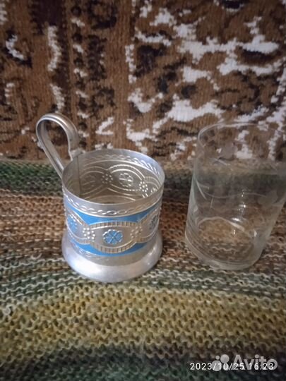 Подстаканник СССР со стаканом