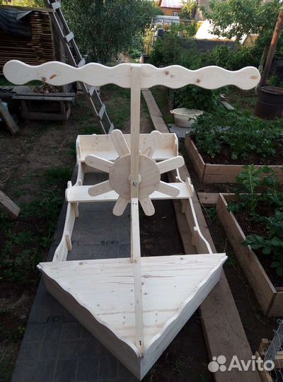 Деревянный Кораблик (Лодка) для детской площадки