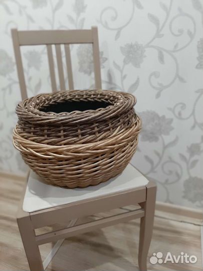 Кашпо для цветов плетёное из ротанга