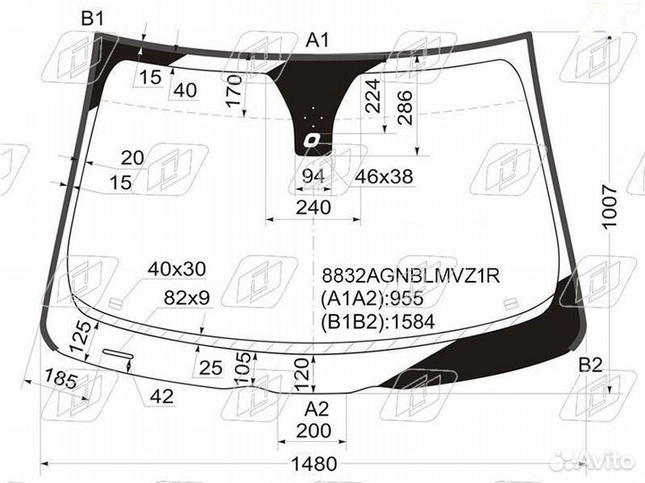 Стекло лобовое Volvo S40 с 2004 по 2007 гг