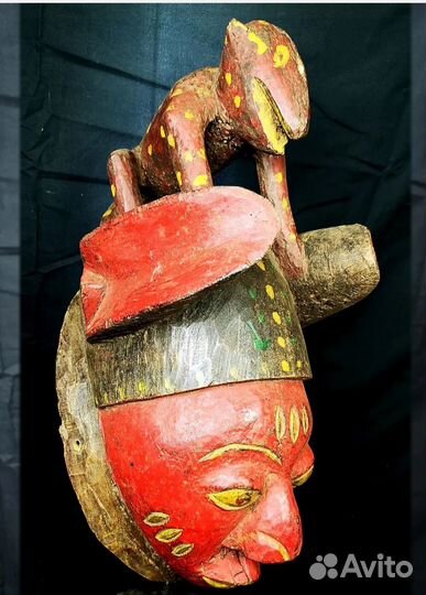 Огромная Племенная маска-шлем йоруба Нигерия