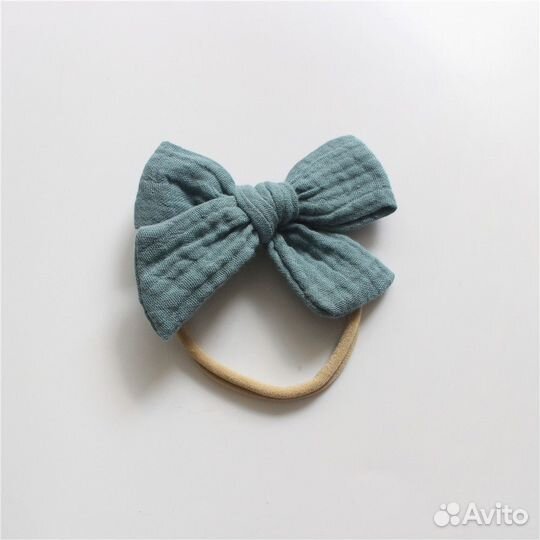 Муслиновый бантик на голову, повязка для малышей