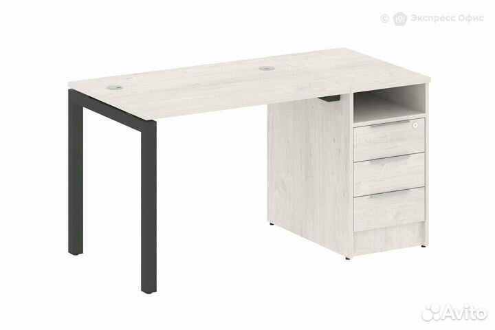 Письменный стол на П-образном м/к с опорной тумбой Metal system quattro 50x50 50бп.рс-стп -1.1