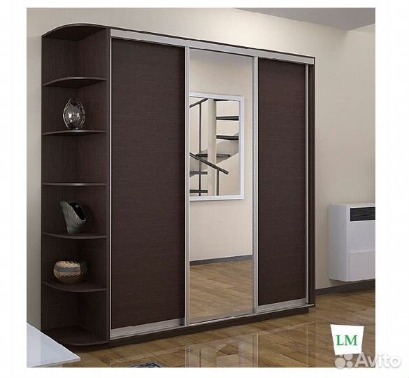 Шкаф-купе, 3 дверный, зеркальный. Рассрочка