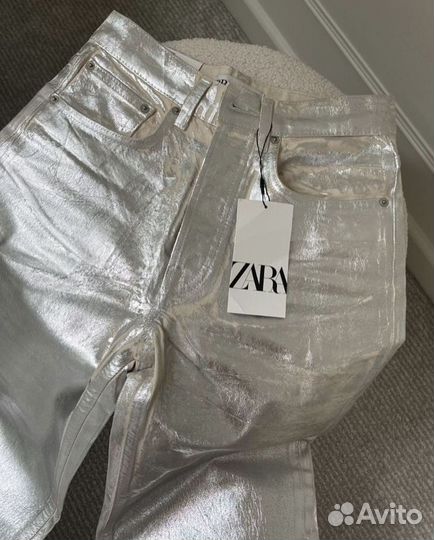 Джинсы zara металлик