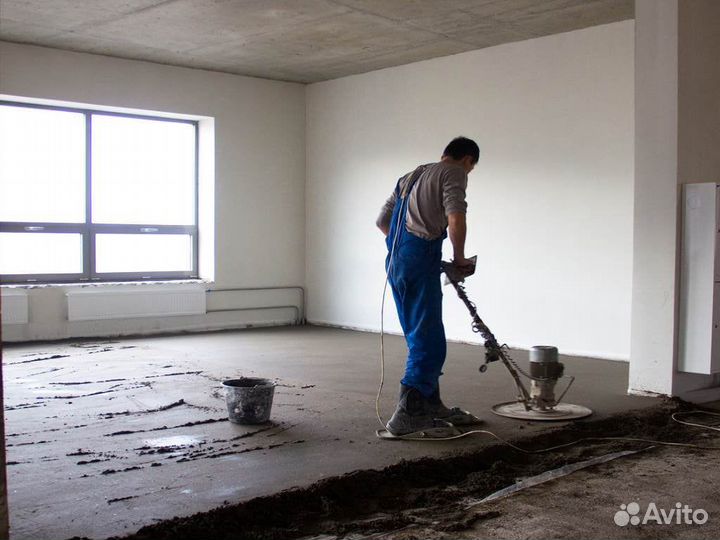 Полусухая стяжка пола и штукатурка стен