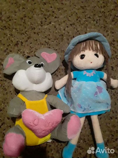 Кукла и мышть мягкие игрушки большие