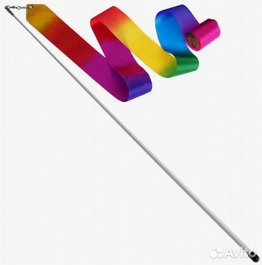 Лента гимнастическая Indigo Pro 6м с палочкой (бел