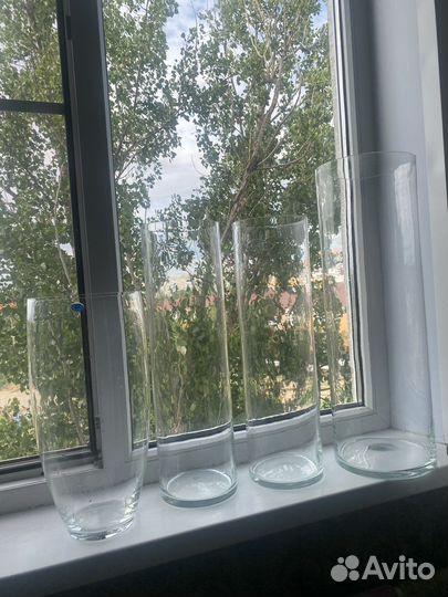 Большие стеклянные вазы для цветов