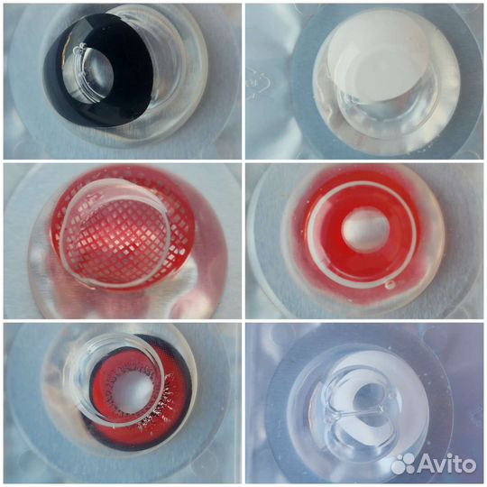 Линзы карнавальные, белые, чёрные, красные