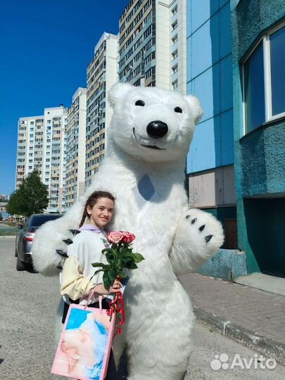 Белый мишка/ростовая кукла/аниматор