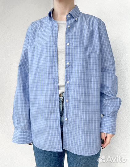 Мужская голубая рубашка Massimo Dutti Slim Fit L/4