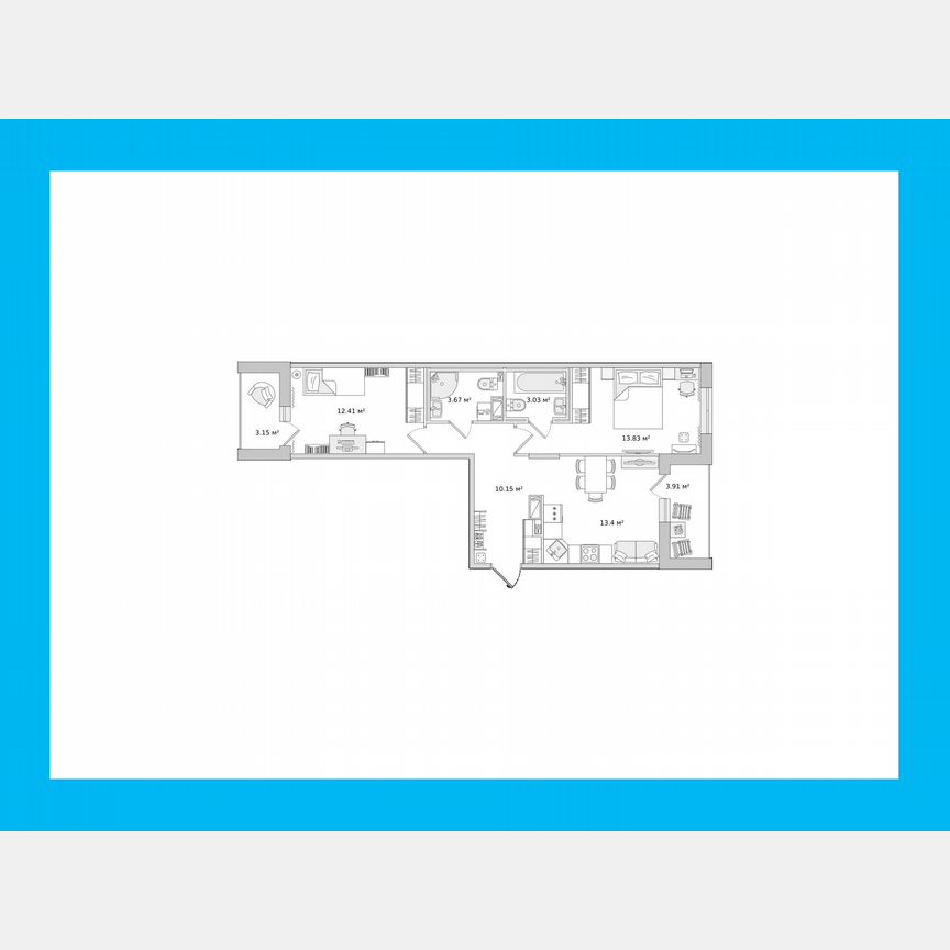 2-к. квартира, 56,4 м², 13/14 эт.
