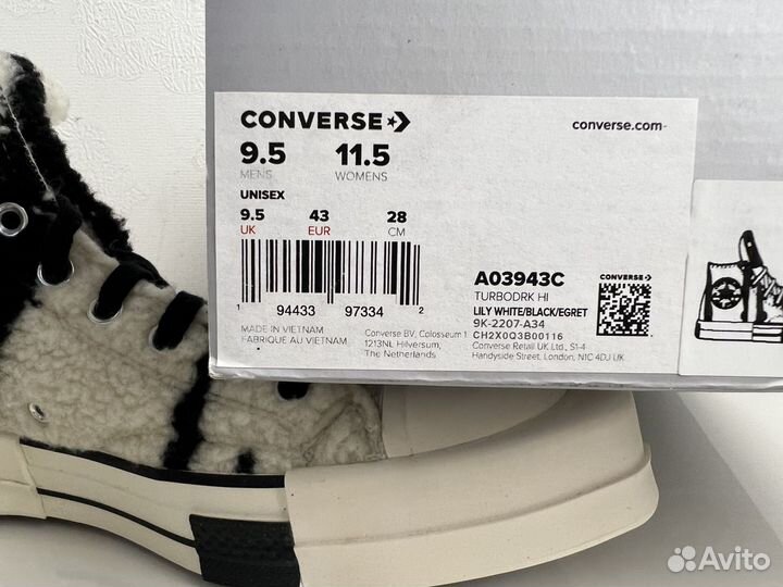 Кеды converse rick owens