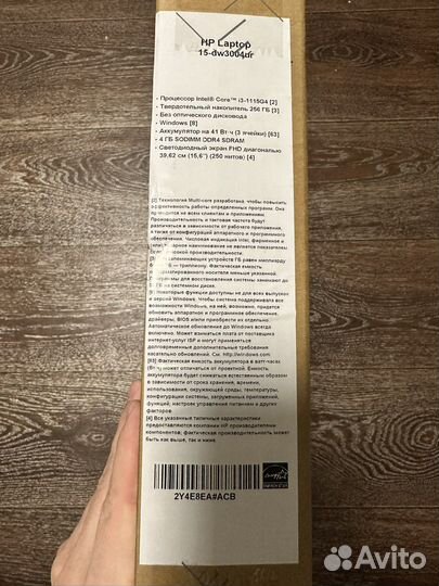 HP 15-dw3004ur 15.6/i3-1115G4/4GB/256GB/NoOS Новый