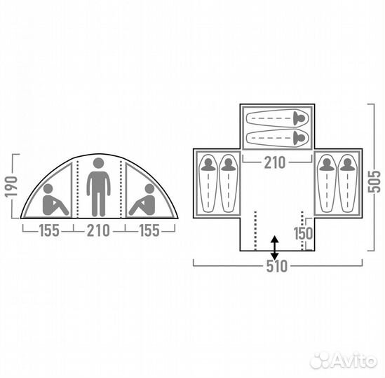 Палатка туристическая 6 местная с тамбуром