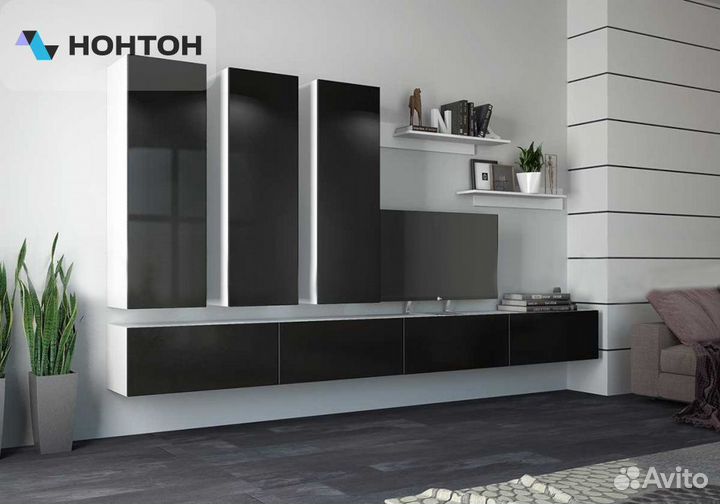 Гостиная Флорис №5 черный глянец / белый