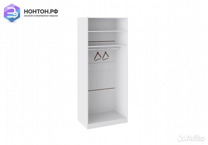 Шкаф 2-дверный Наоми с зеркалом справа белый гляне