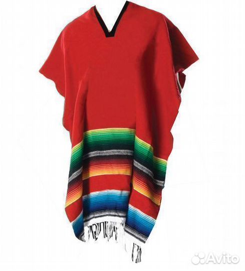 Пончо мексиканское красное карнавальный реквизит