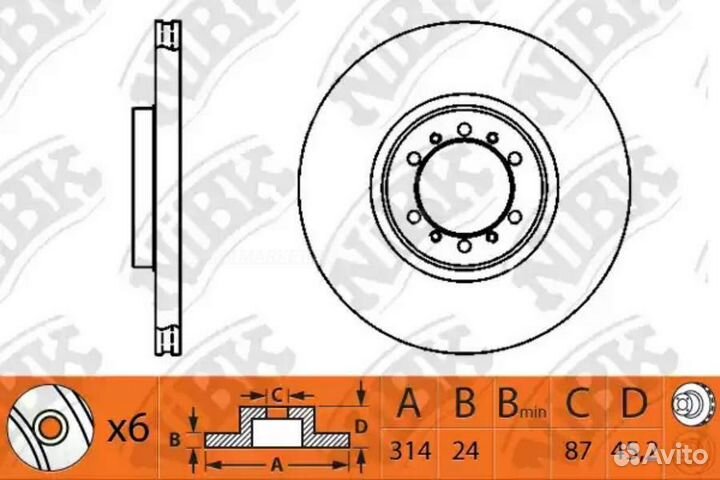Nibk RN1217 / RN1217V Диск тормозной перед