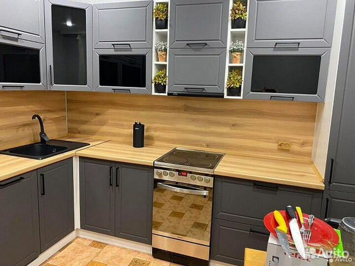 Кухня новая модульная серая