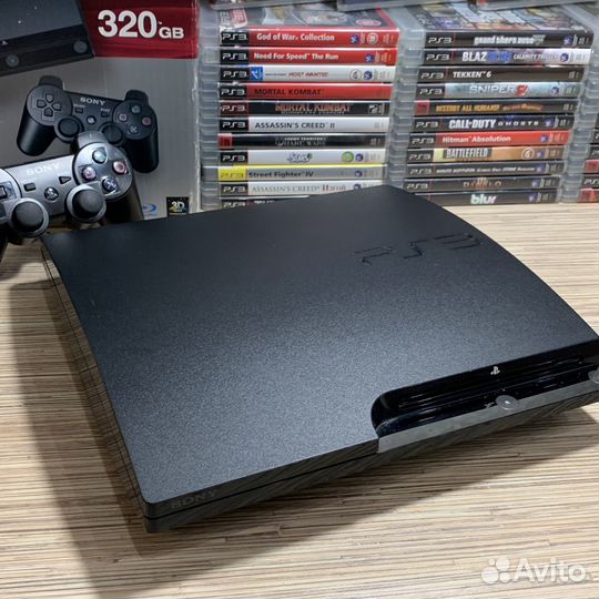 PlayStation 3 Slim 500гб + 55Игр + 2Джоя