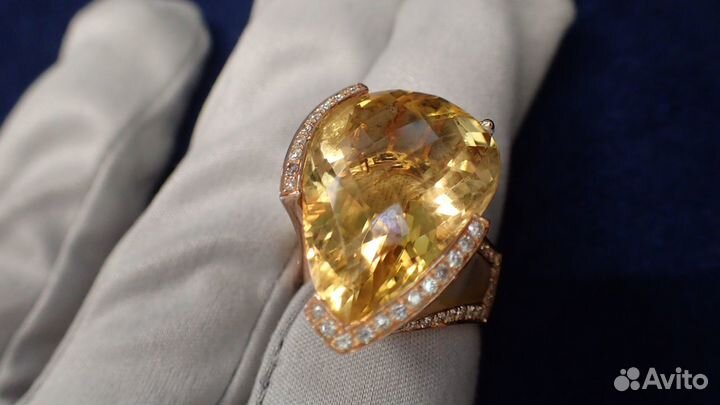 Золотое кольцо с цитрином 20.51 карат