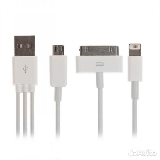 Кабель 3в1 USB - microUSB/Lightning/iPhone 30-pin