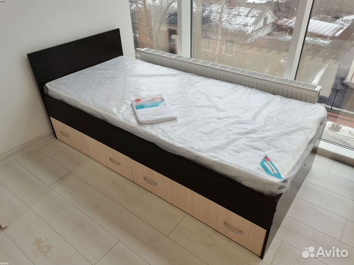 Кровать с матрасом 80х200 Марс с ящиками