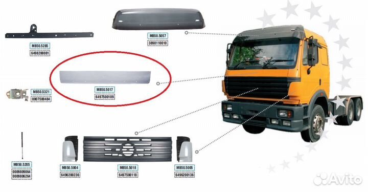 Панель передняя капот Mercedes 1844 CAB.649 NEW