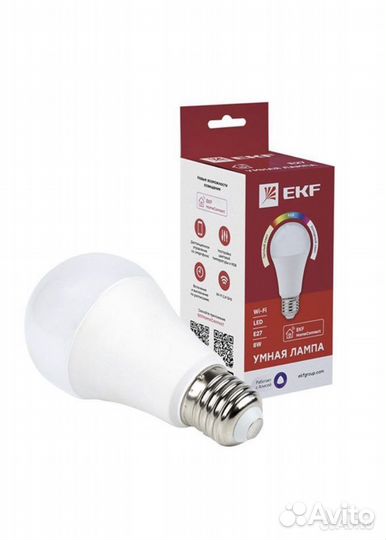 Умная лампа EKF Connect 8W Wi-Fi rgbw E27