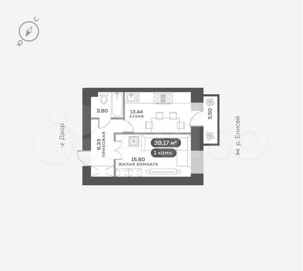 1-к. квартира, 39,2 м², 2/16 эт.