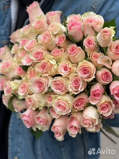 Розовые розы, букет из роз