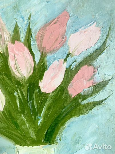 Картина маслом цветы тюльпаны