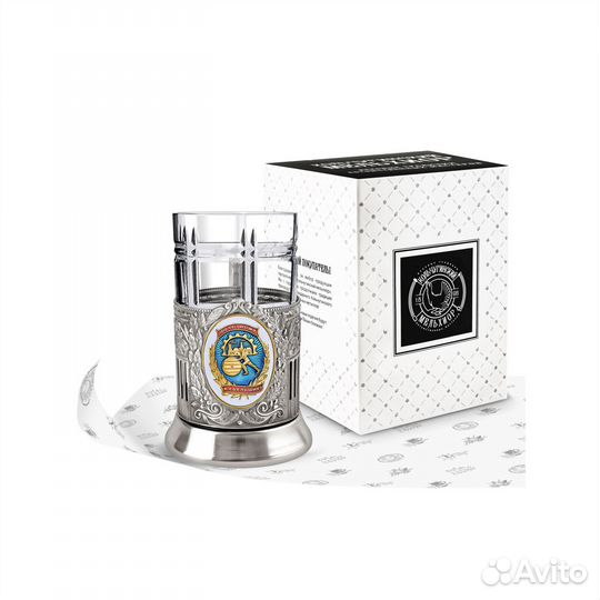 Набор для чая Почетному Кабельщику никел с чп