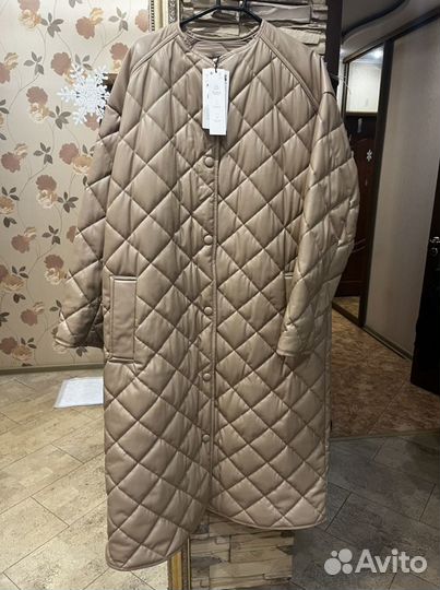 Стеганное пальто -куртка Эко кожа Зара