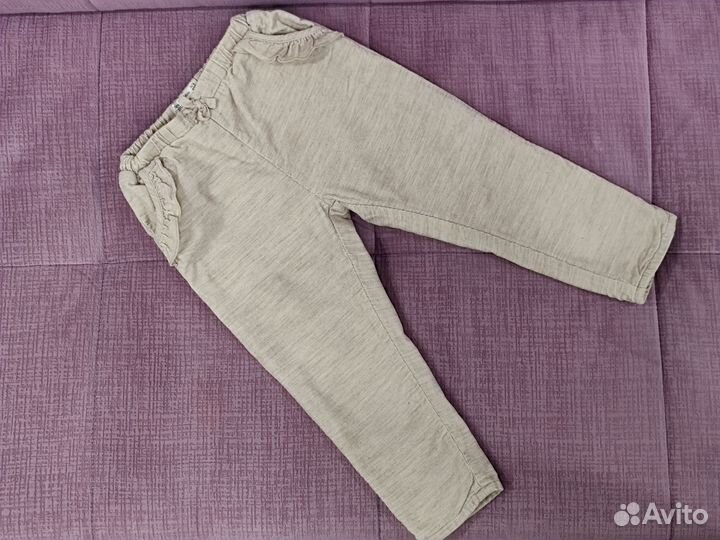 Брюки штаны вельвет для девочки р104 Zara бежевые