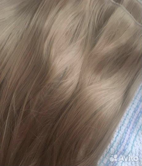 Термо волосы на заколках блонд