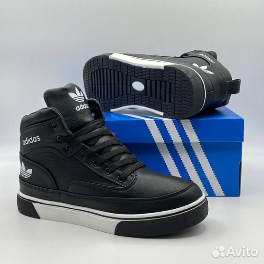 Кроссовки высокие Adidas зимние черные с мехом