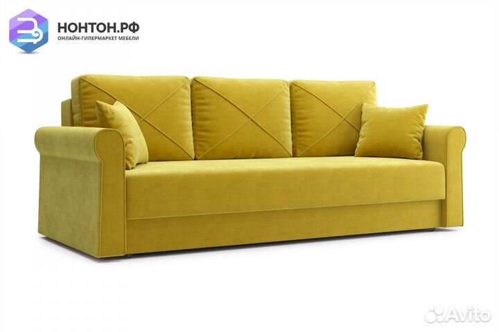 Диван еврокнижка Лира 3-х местный горчичный